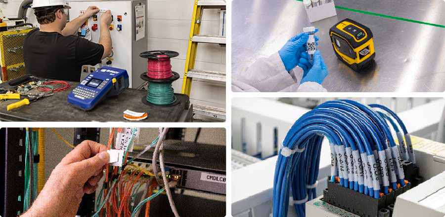 Koláž různých způsobů použití tiskáren M210-LAB a M510.